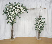 Load image into Gallery viewer, White and Forest Green - Boho Flower Arch for Wedding, Wedding Backdrop, Classic White Wedding Flower Decoration
