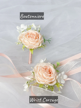 Load image into Gallery viewer, Blush and Peach - Wedding Bouquet, Made with Artificial Roses and Peonies
