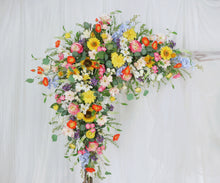 Load image into Gallery viewer, Wildflowers Wedding -  Wedding Swag Flowers for Arch, Boho Flower Arch for Wedding, Wedding Backdrop, Made with Artificial Wildflowers, Ranunculus,Sunflowers, Jasmine,Poppy, Dahlia, Daisy
