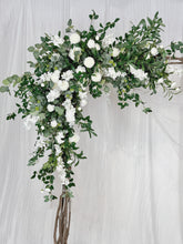 Load image into Gallery viewer, White and Forest Green - Large Wedding Swag Flowers for Arch, Boho Flower Arch for Wedding, Wedding Backdrop, Classic White Wedding Flower Decoration
