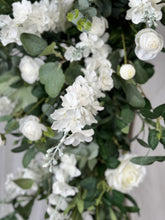 Load image into Gallery viewer, White and Forest Green - Large Wedding Swag Flowers for Arch, Boho Flower Arch for Wedding, Wedding Backdrop, Classic White Wedding Flower Decoration
