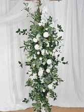 Load image into Gallery viewer, White and Forest Green - Large Wedding Swag Flowers for Arch, Boho Flower Arch for Wedding, Wedding Backdrop, Classic White Wedding Flower Decoration
