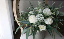 Load image into Gallery viewer, Free-Form Bridal Bouquet in White and Forest Green, Simple &amp; Elegant Wedding Bouquet
