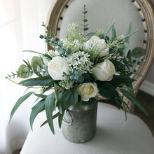 Load image into Gallery viewer, Free-Form Bridal Bouquet in White and Forest Green, Simple &amp; Elegant Wedding Bouquet
