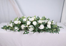 Load image into Gallery viewer, White and Forest Green - Boho Flower Arch for Wedding, Wedding Backdrop, Classic White Wedding Flower Decoration
