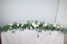 Load image into Gallery viewer, Dusty Blue - Flower Runner, Fireplace Decor, Head Table Decor, Wedding Table Centerpieces, Sweetheart Table Decor, Garland Runner
