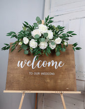 Load image into Gallery viewer, White and Forest Green - Boho Flower Arch for Wedding, Wedding Backdrop, Classic White Wedding Flower Decoration
