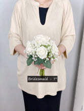 Load image into Gallery viewer, Rose &amp; Baby&#39;s Breath - Round Bridesmaid Bouquet in White &amp; Ivory, Rustic Wedding Flower
