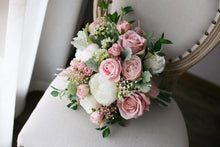 Load image into Gallery viewer, Round Bridal Bouquet in Dusty Pink and Blush, Dreamy Artificial Wedding Bouquet
