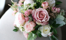 Load image into Gallery viewer, Round Bridal Bouquet in Dusty Pink and Blush, Dreamy Artificial Wedding Bouquet
