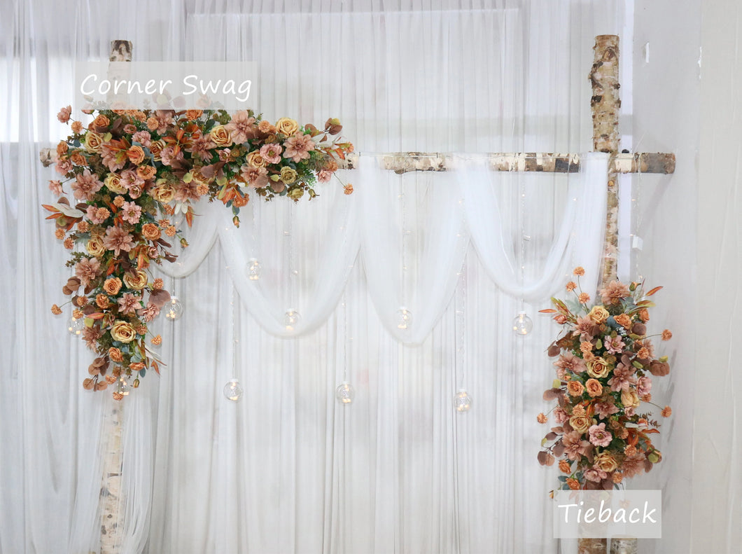 Terracotta & Brown Wedding Arch Flowers  Autumn Swag for Ceremony Backdrop