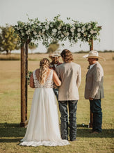 Load image into Gallery viewer, Wedding Arch Central Garland in White and Forest Green | Timeless Wedding Backdrop
