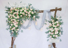 Load image into Gallery viewer, Wedding Arch Flowers in Peach &amp; Blush,  Rustic Backdrop Ceremony Décor
