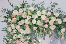 Load image into Gallery viewer, Wedding Arch Flowers in Peach &amp; Blush,  Rustic Backdrop Ceremony Décor
