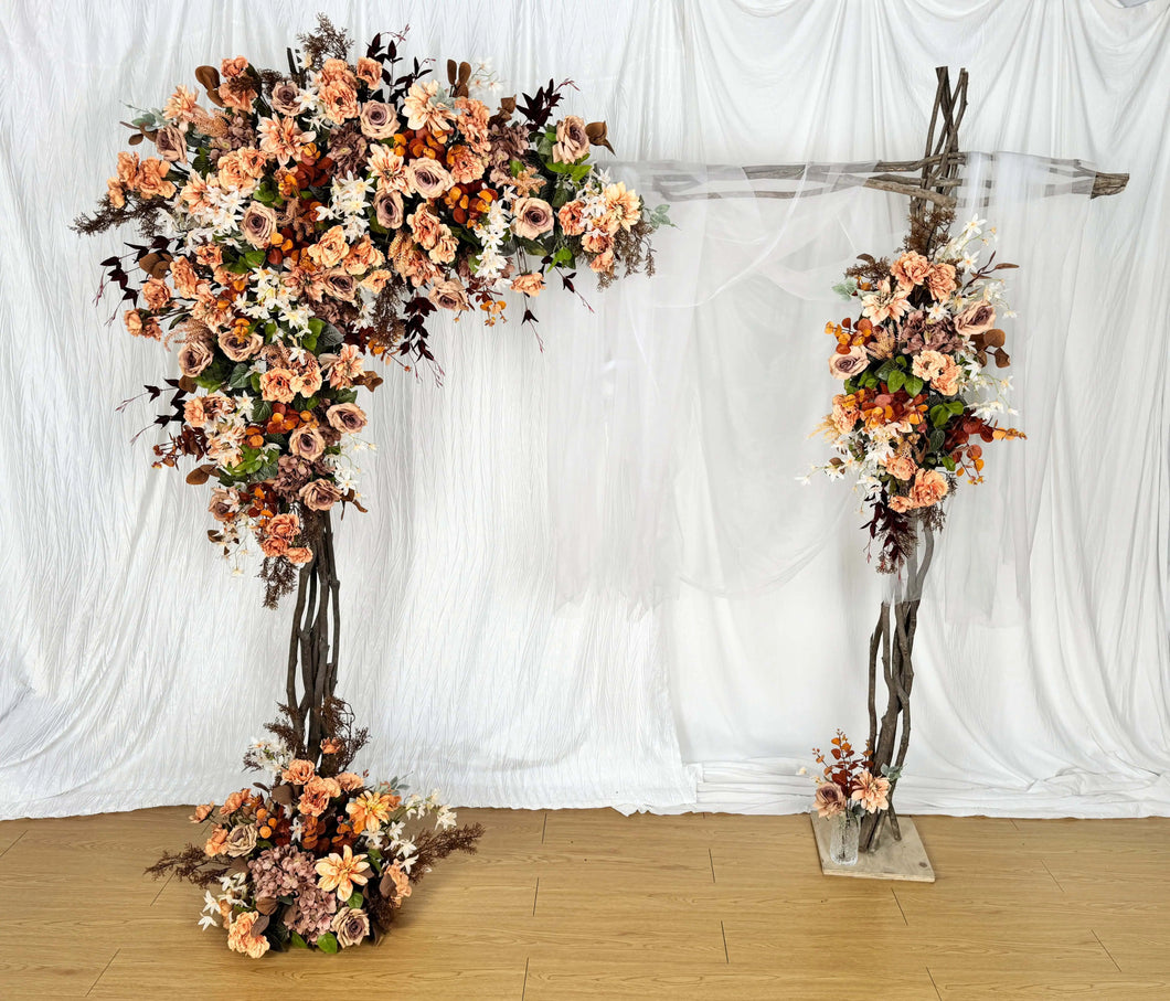 Wedding Arch Flowers in Terracotta & Rust Orange, Cozy Autumn Ceremony Décor