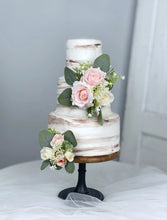 Load image into Gallery viewer, Wedding Cake Topper Flowers in Ivory &amp; Blush, Set of 2 Floral Party Cake Decoration
