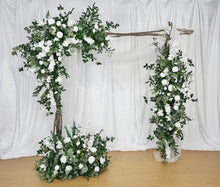 Load image into Gallery viewer, White and Forest Green - Large Wedding Swag Flowers for Arch, Boho Flower Arch for Wedding, Wedding Backdrop, Classic White Wedding Flower Decoration
