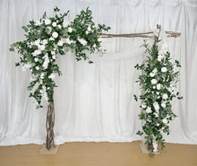 Load image into Gallery viewer, White and Forest Green - Large Wedding Swag Flowers for Arch, Boho Flower Arch for Wedding, Wedding Backdrop, Classic White Wedding Flower Decoration
