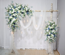 Load image into Gallery viewer, Dusty Blue and Navy Blue - Wedding Swag Flowers for Arch, Wedding Backdrop
