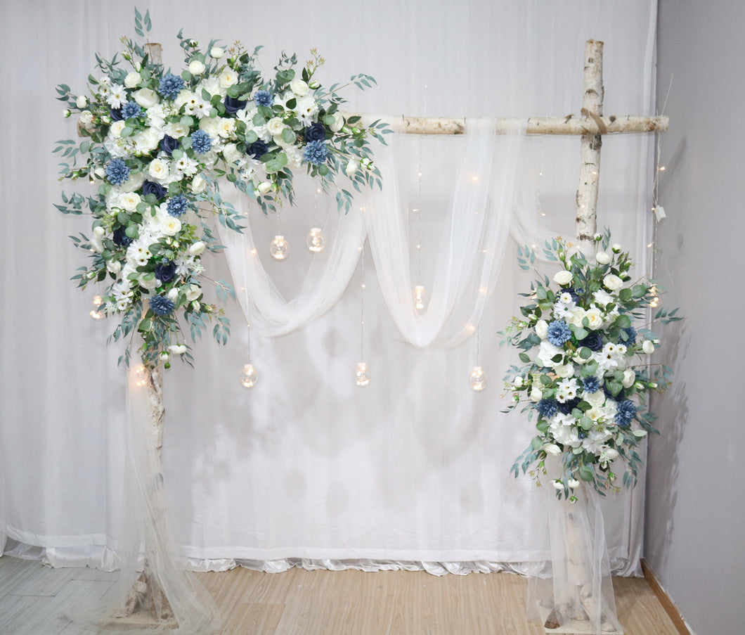 Dusty Blue and Navy Blue - Wedding Swag Flowers for Arch, Wedding Backdrop