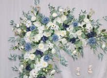 Load image into Gallery viewer, Dusty Blue and Navy Blue - Wedding Swag Flowers for Arch, Wedding Backdrop
