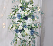 Load image into Gallery viewer, Dusty Blue and Navy Blue - Wedding Swag Flowers for Arch, Wedding Backdrop
