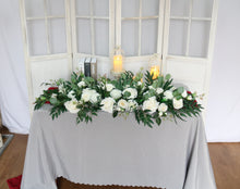 Load image into Gallery viewer, White and Forest Green - Wedding Swag Flowers for Arch, Wedding Backdrop
