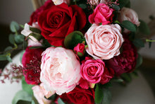 Load image into Gallery viewer, Burgundy and Blush - Wedding Bouquet, Made with Artificial Roses and Peonies
