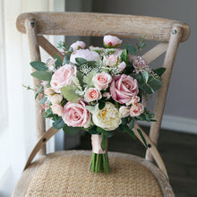 Load image into Gallery viewer, Dusty Pink and Blush - Wedding Bridal Bouquet, Made with Artificial Roses and Peonies
