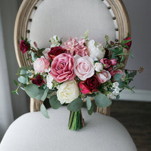 Load image into Gallery viewer, Burgundy, Mauve and Dusty Pink - Wedding Bridal Bouquet, Made with Artificial Roses, Peonies and Hydrangeas
