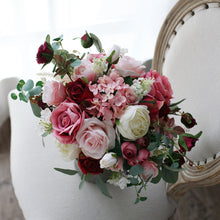 Load image into Gallery viewer, Burgundy, Mauve and Dusty Pink - Wedding Bridal Bouquet, Made with Artificial Roses, Peonies and Hydrangeas
