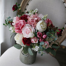 Load image into Gallery viewer, Burgundy, Mauve and Dusty Pink - Wedding Bridal Bouquet, Made with Artificial Roses, Peonies and Hydrangeas
