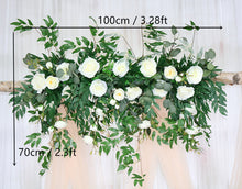 Load image into Gallery viewer, White and Forest Green - Wedding Arch Central Garland, Wedding Backdrop
