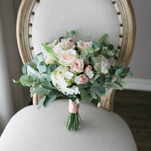 Load image into Gallery viewer, Blush and Peach - Wedding Bouquet, Made with Artificial Roses and Peonies
