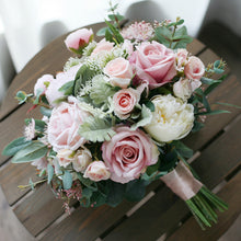 Load image into Gallery viewer, Dusty Pink and Blush - Wedding Bridal Bouquet, Made with Artificial Roses and Peonies
