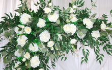 Load image into Gallery viewer, White and Forest Green - Wedding Swag Flowers for Arch, Wedding Backdrop
