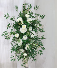 Load image into Gallery viewer, White and Forest Green - Wedding Swag Flowers for Arch, Wedding Backdrop
