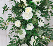 Load image into Gallery viewer, White and Forest Green - Wedding Swag Flowers for Arch, Wedding Backdrop
